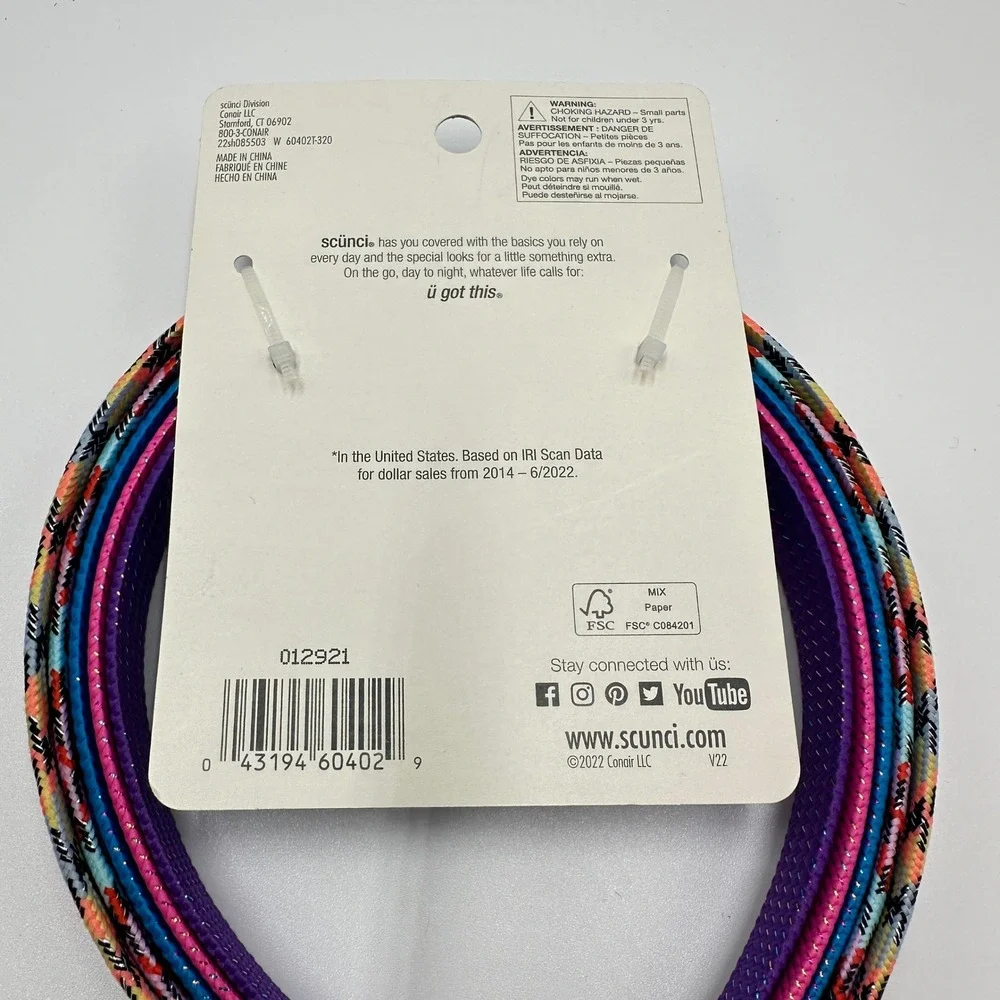 Scunci Headbands Kids OS Multi NWT 5-Pack Plaid Solid Woven Hair Accessories Set